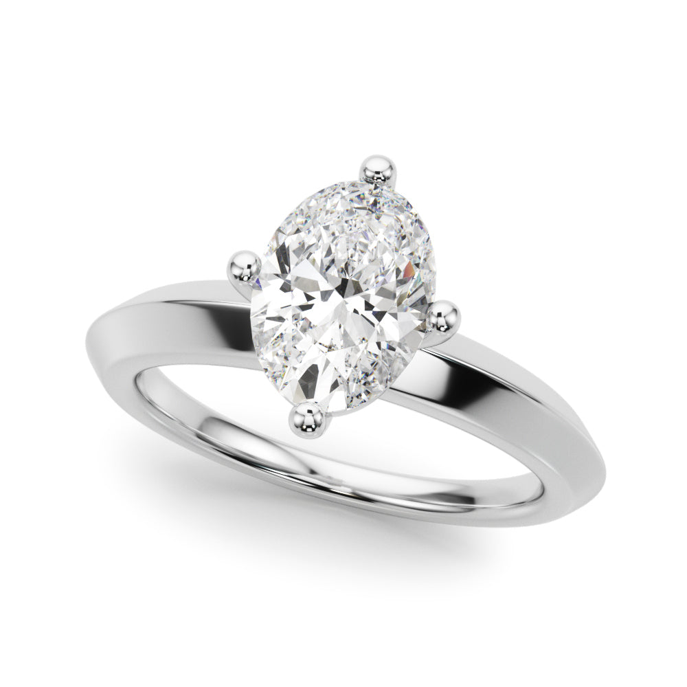 Eternal Knife Edge Solitaire Eng Ring Oval Diamond Engagement Ring in 10K/14K gold and platinum with certified lab-grown or natural diamonds