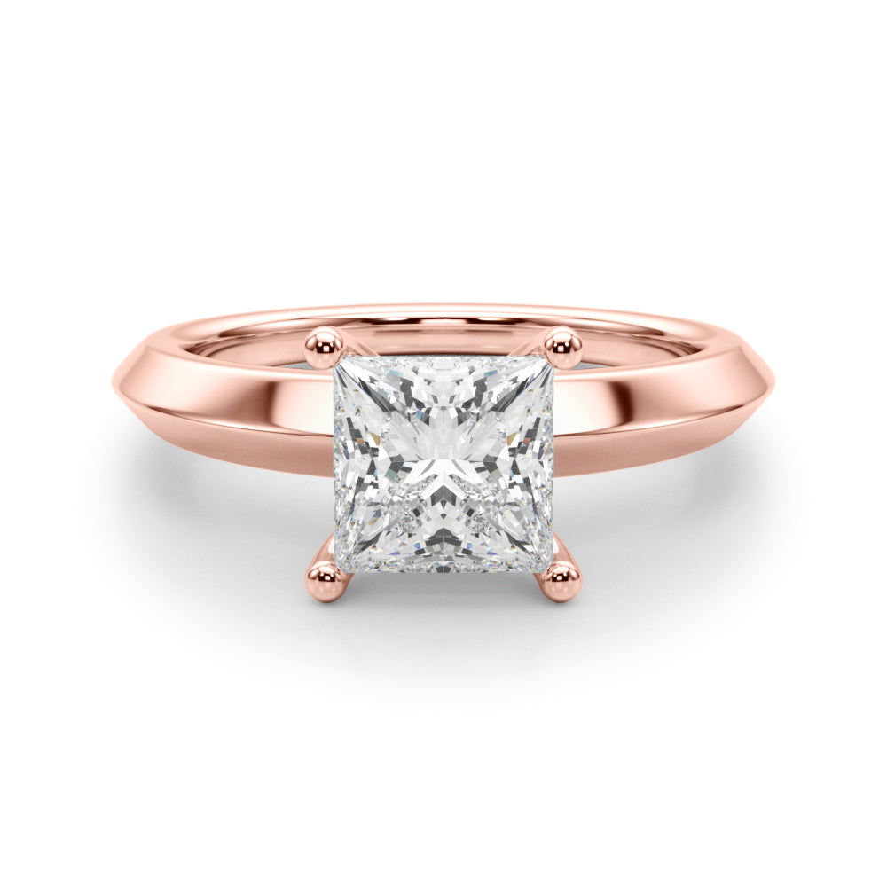 Radiant Knife Edge Solitaire Eng Ring Princess Diamond Engagement Ring in 10K/14K gold and platinum with certified lab-grown or natural diamonds