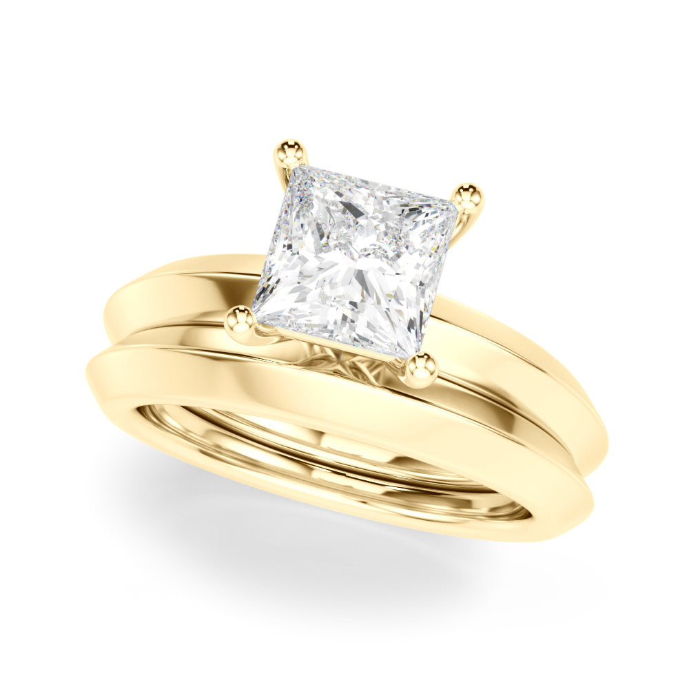 Radiant Knife Edge Solitaire Eng Ring Princess Diamond Engagement Ring in 10K/14K gold and platinum with certified lab-grown or natural diamonds