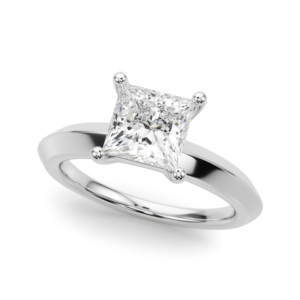 Radiant Knife Edge Solitaire Eng Ring Princess Diamond Engagement Ring in 10K/14K gold and platinum with certified lab-grown or natural diamonds
