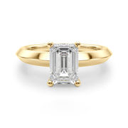 Sophisticated Knife Edge Solitaire Eng Ring Emerald Diamond Engagement Ring â€” 10K/14K Gold & Platinum