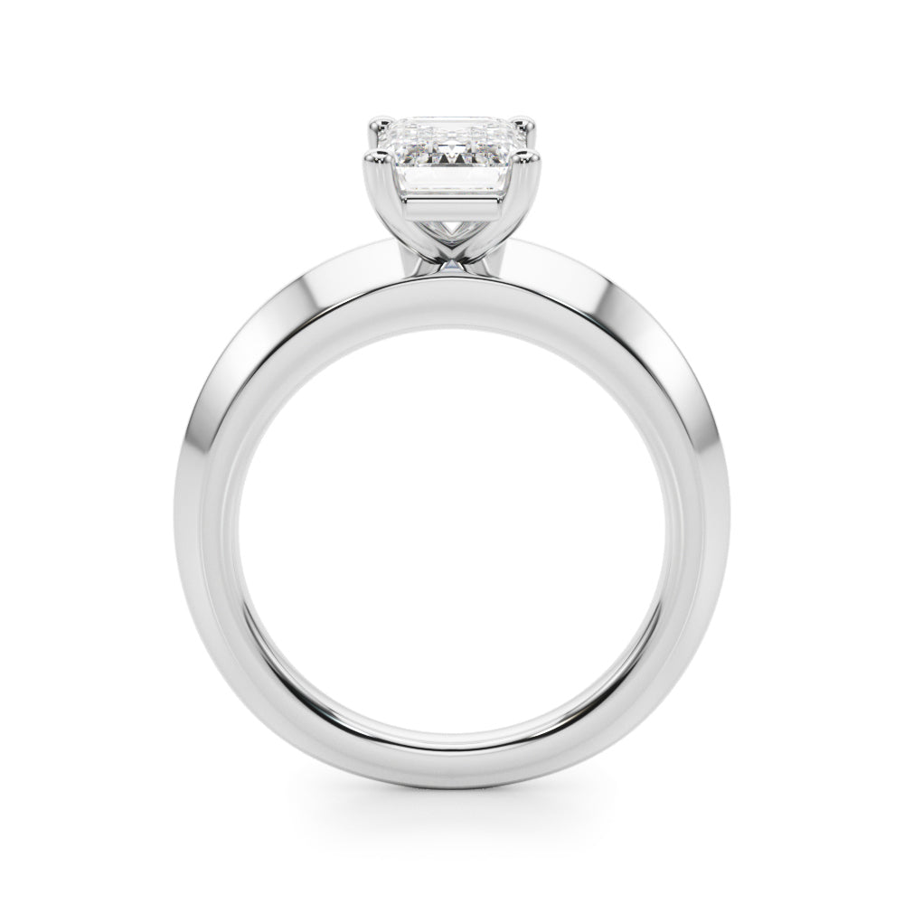 Sophisticated Knife Edge Solitaire Eng Ring Emerald Diamond Engagement Ring â€” 10K/14K Gold & Platinum