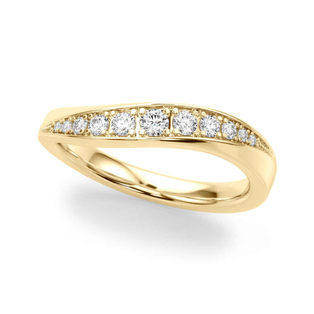 Contemporary Curved Half Eternity Ring in 10K/14K gold and platinum with certified lab-grown or natural diamonds