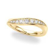 Contemporary Curved Half Eternity Ring in 10K/14K gold and platinum with certified lab-grown or natural diamonds