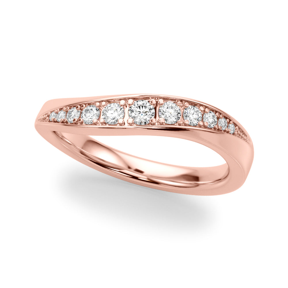 Contemporary Curved Half Eternity Ring in Gold & Platinum