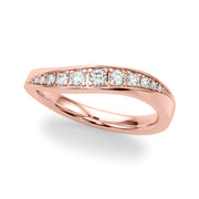 Contemporary Curved Half Eternity Ring in Gold & Platinum