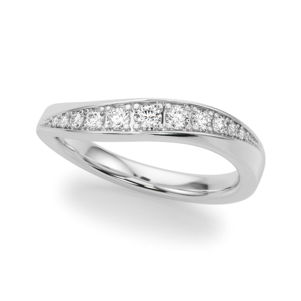 Contemporary Curved Half Eternity Ring in Gold & Platinum