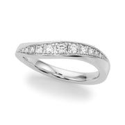 Contemporary Curved Half Eternity Ring in Gold & Platinum