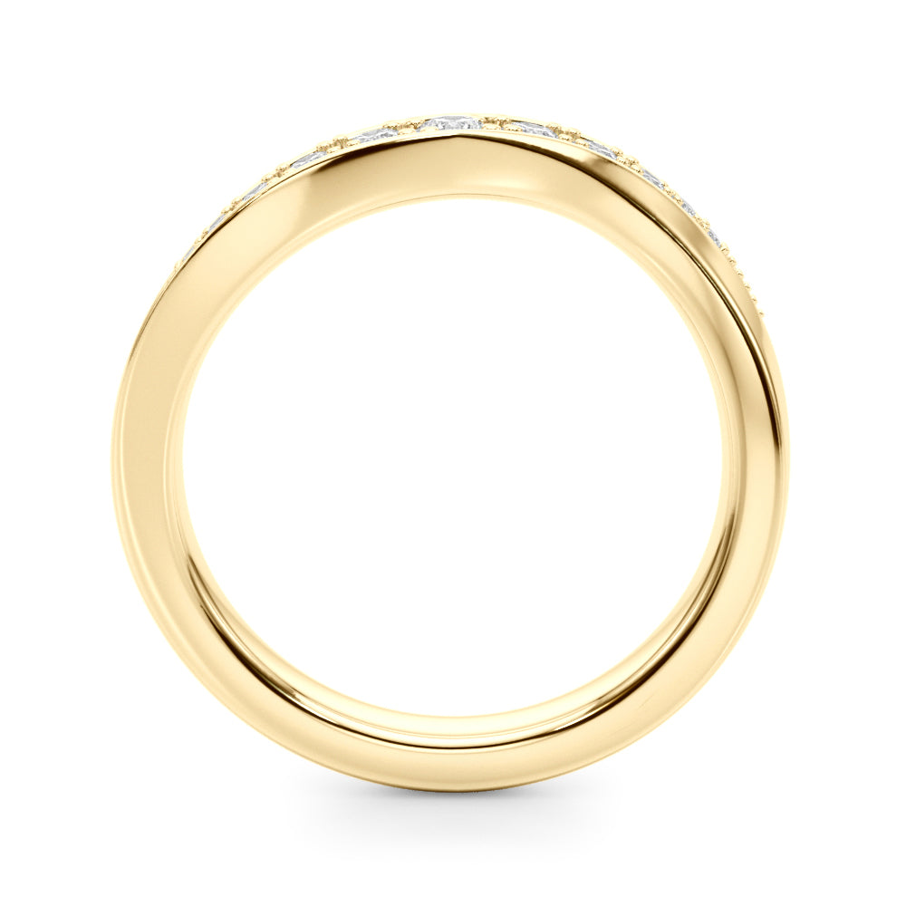 Contemporary Curved Half Eternity Ring in Gold & Platinum