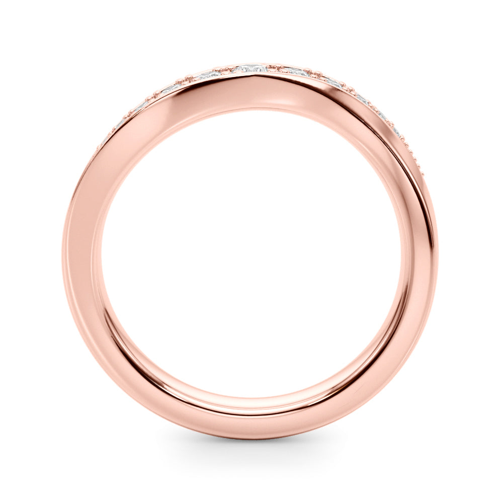 Contemporary Curved Half Eternity Ring in Gold & Platinum