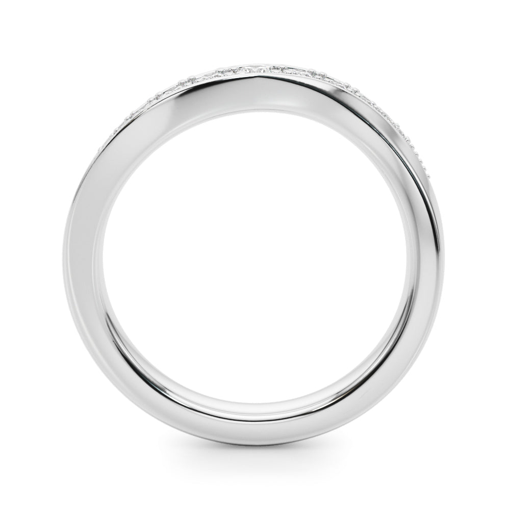 Contemporary Curved Half Eternity Ring in Gold & Platinum