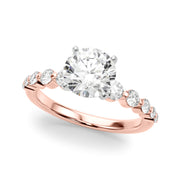 Majestic Single Row Shared Pr Eng Ring Round Diamond Engagement Ring in 10K/14K gold and platinum with certified lab-grown or natural diamonds