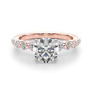 Majestic Single Row Shared Pr Eng Ring Round Diamond Engagement Ring in 10K/14K gold and platinum with certified lab-grown or natural diamonds
