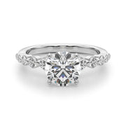 Majestic Single Row Shared Pr Eng Ring Round Diamond Engagement Ring in 10K/14K gold and platinum with certified lab-grown or natural diamonds