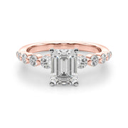 Majestic Single Row Shared Pr Eng Ring Round Diamond Engagement Ring in 10K/14K gold and platinum with certified lab-grown or natural diamonds