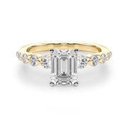 Majestic Single Row Shared Pr Eng Ring Round Diamond Engagement Ring in 10K/14K gold and platinum with certified lab-grown or natural diamonds