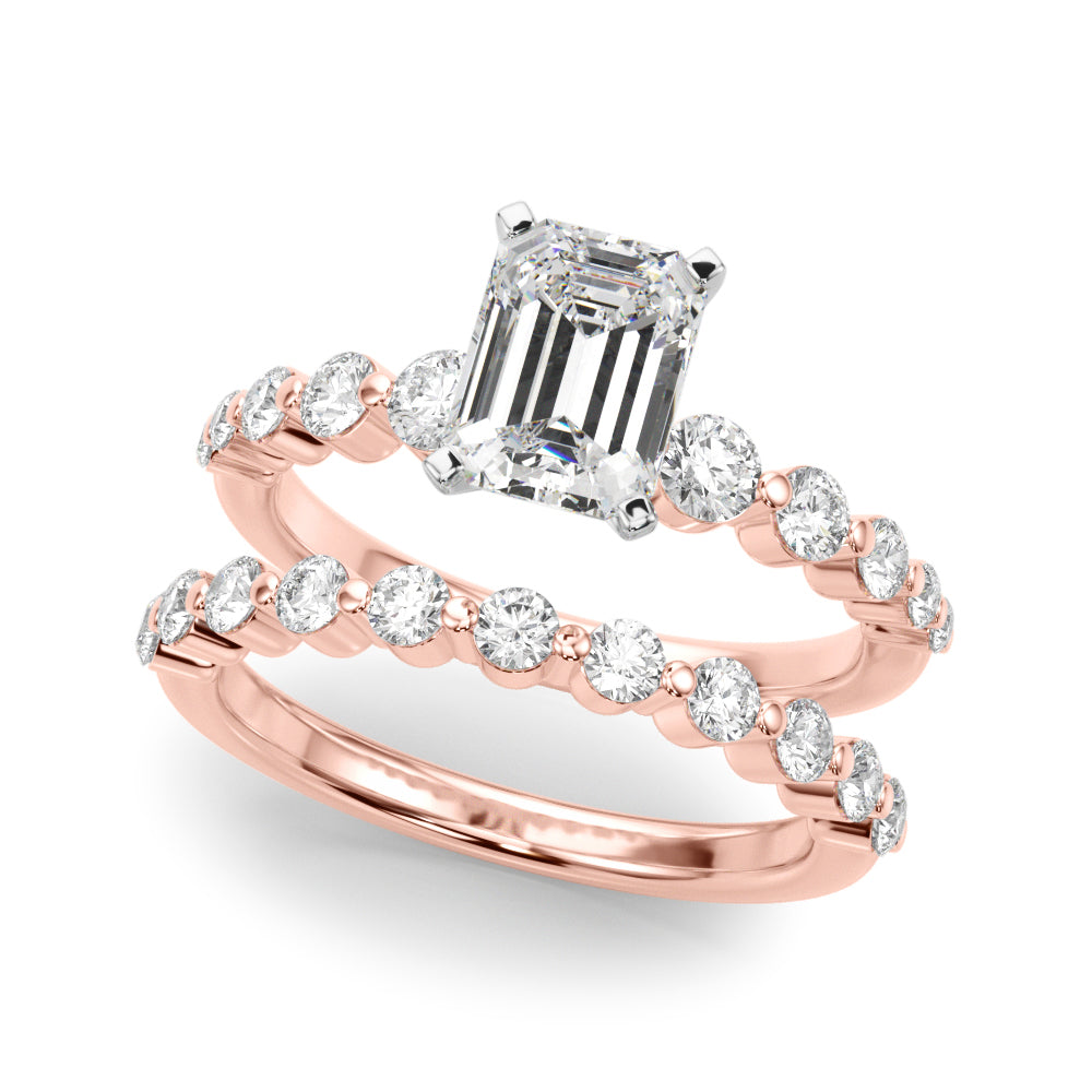 Majestic Single Row Shared Pr Eng Ring Round Diamond Engagement Ring in 10K/14K gold and platinum with certified lab-grown or natural diamonds