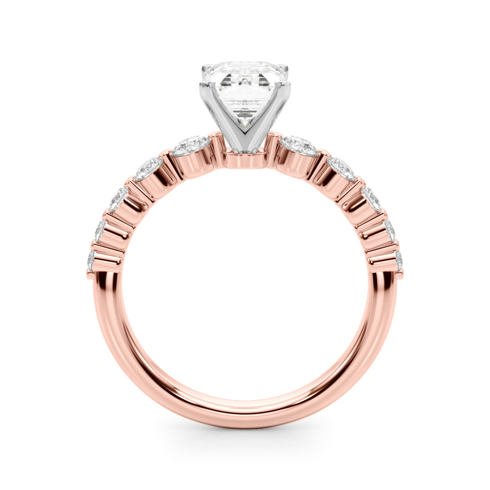 Majestic Single Row Shared Pr Eng Ring Round Diamond Engagement Ring in 10K/14K gold and platinum with certified lab-grown or natural diamonds