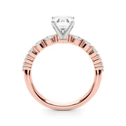 Majestic Single Row Shared Pr Eng Ring Round Diamond Engagement Ring in 10K/14K gold and platinum with certified lab-grown or natural diamonds