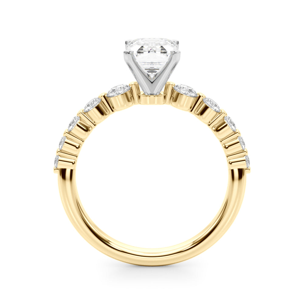 Majestic Single Row Shared Pr Eng Ring Round Diamond Engagement Ring in 10K/14K gold and platinum with certified lab-grown or natural diamonds