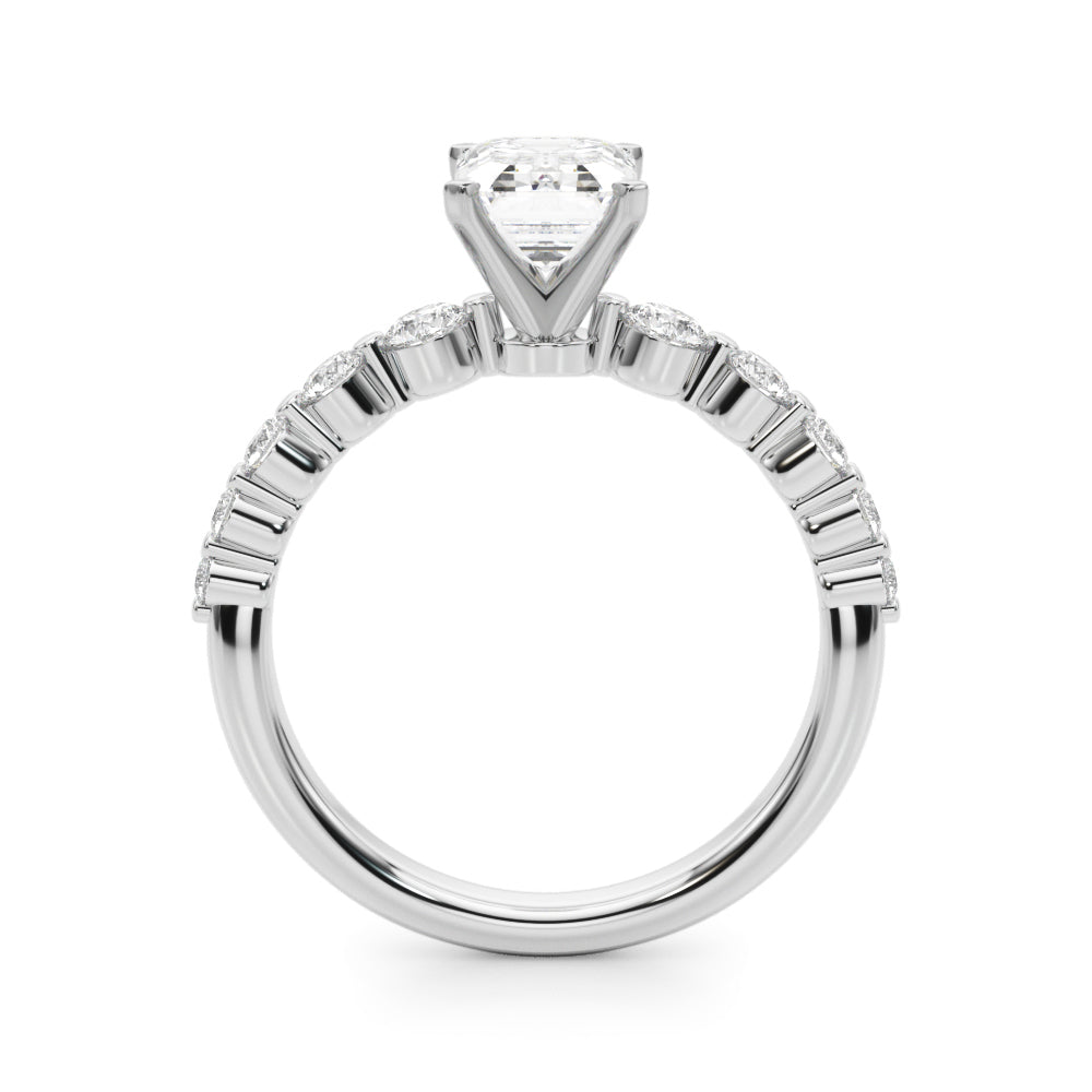 Majestic Single Row Shared Pr Eng Ring Round Diamond Engagement Ring in 10K/14K gold and platinum with certified lab-grown or natural diamonds