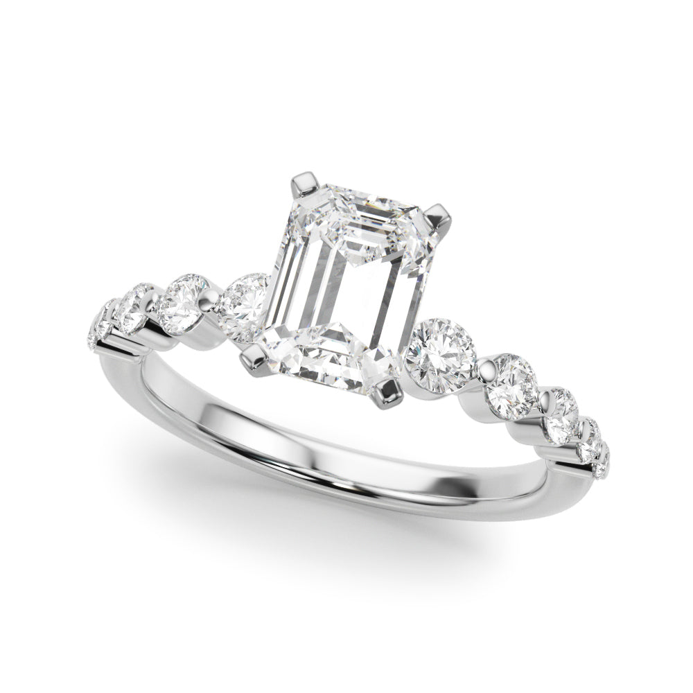 Majestic Single Row Shared Pr Eng Ring Round Diamond Engagement Ring in 10K/14K gold and platinum with certified lab-grown or natural diamonds
