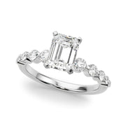 Majestic Single Row Shared Pr Eng Ring Round Diamond Engagement Ring in 10K/14K gold and platinum with certified lab-grown or natural diamonds