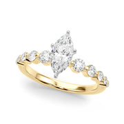 Majestic Single Row Shared Pr Eng Ring Round Diamond Engagement Ring in 10K/14K gold and platinum with certified lab-grown or natural diamonds