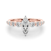 Majestic Single Row Shared Pr Eng Ring Round Diamond Engagement Ring in 10K/14K gold and platinum with certified lab-grown or natural diamonds