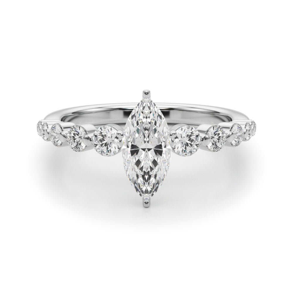 Majestic Single Row Shared Pr Eng Ring Round Diamond Engagement Ring in 10K/14K gold and platinum with certified lab-grown or natural diamonds