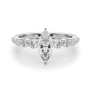 Majestic Single Row Shared Pr Eng Ring Round Diamond Engagement Ring in 10K/14K gold and platinum with certified lab-grown or natural diamonds