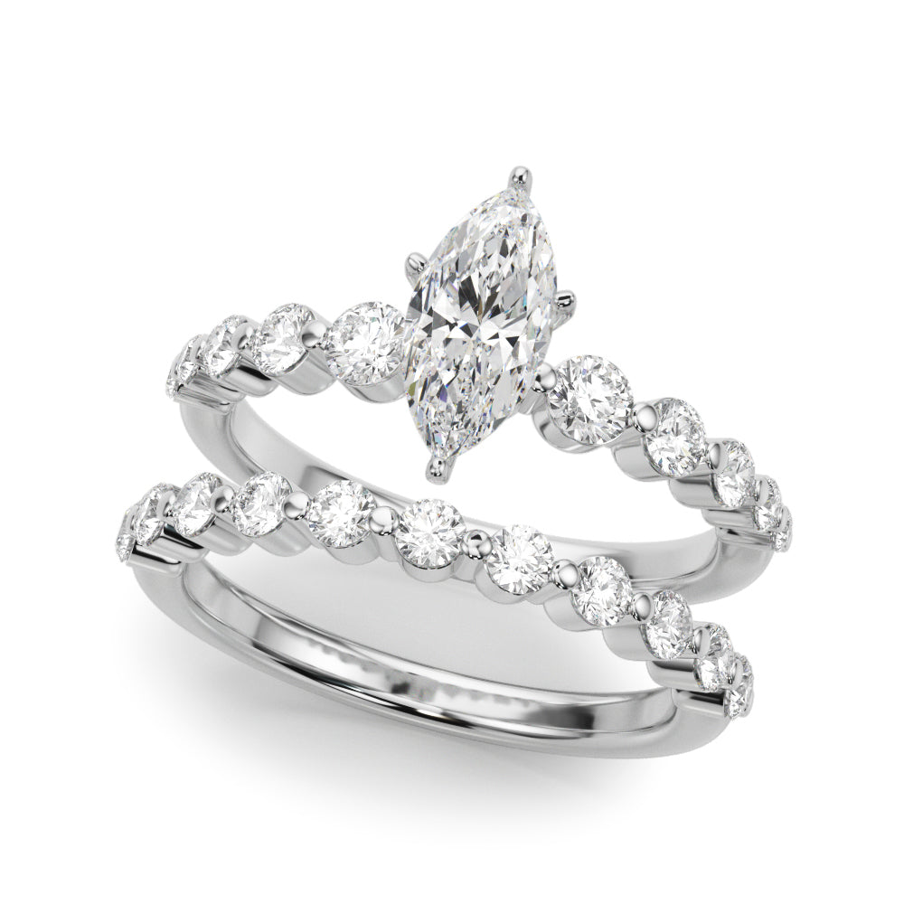 Majestic Single Row Shared Pr Eng Ring Round Diamond Engagement Ring in 10K/14K gold and platinum with certified lab-grown or natural diamonds