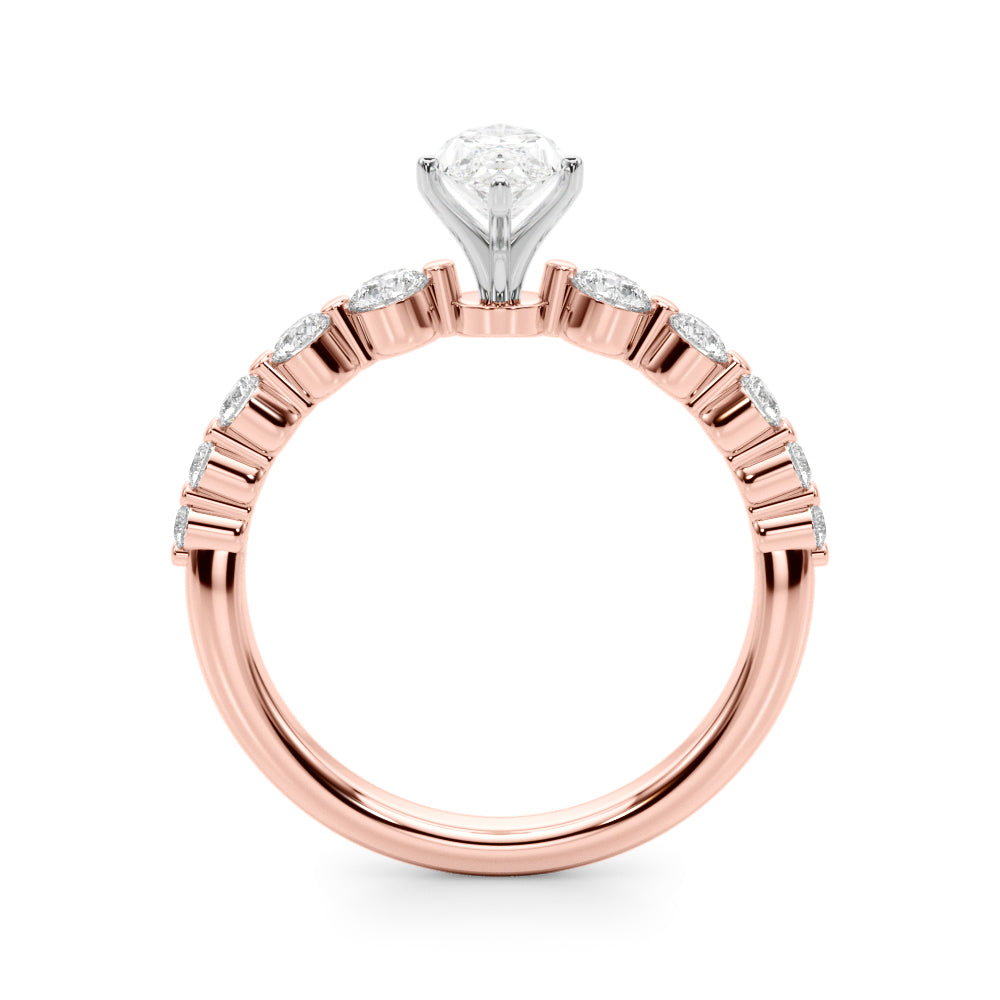 Majestic Single Row Shared Pr Eng Ring Round Diamond Engagement Ring in 10K/14K gold and platinum with certified lab-grown or natural diamonds