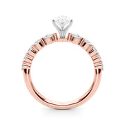 Majestic Single Row Shared Pr Eng Ring Round Diamond Engagement Ring in 10K/14K gold and platinum with certified lab-grown or natural diamonds
