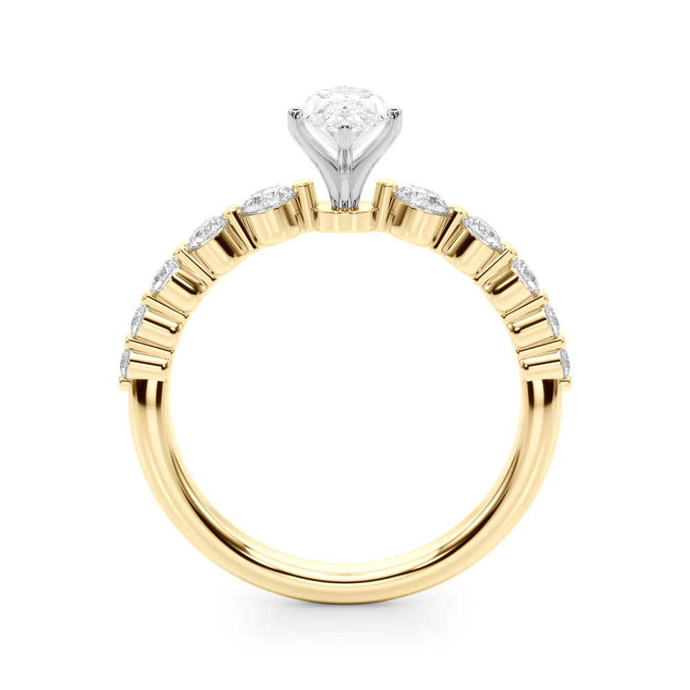 Majestic Single Row Shared Pr Eng Ring Round Diamond Engagement Ring in 10K/14K gold and platinum with certified lab-grown or natural diamonds