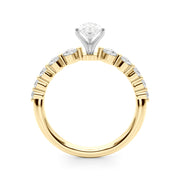 Majestic Single Row Shared Pr Eng Ring Round Diamond Engagement Ring in 10K/14K gold and platinum with certified lab-grown or natural diamonds