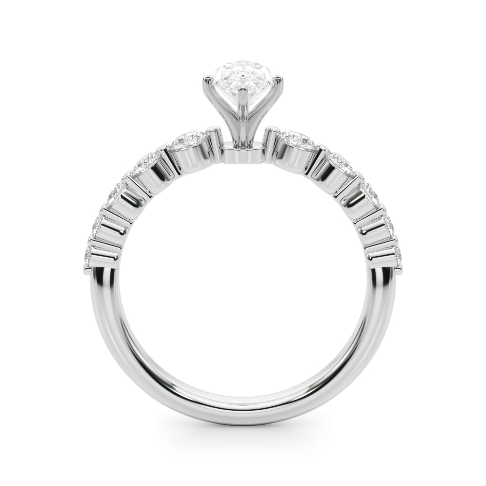 Majestic Single Row Shared Pr Eng Ring Round Diamond Engagement Ring in 10K/14K gold and platinum with certified lab-grown or natural diamonds