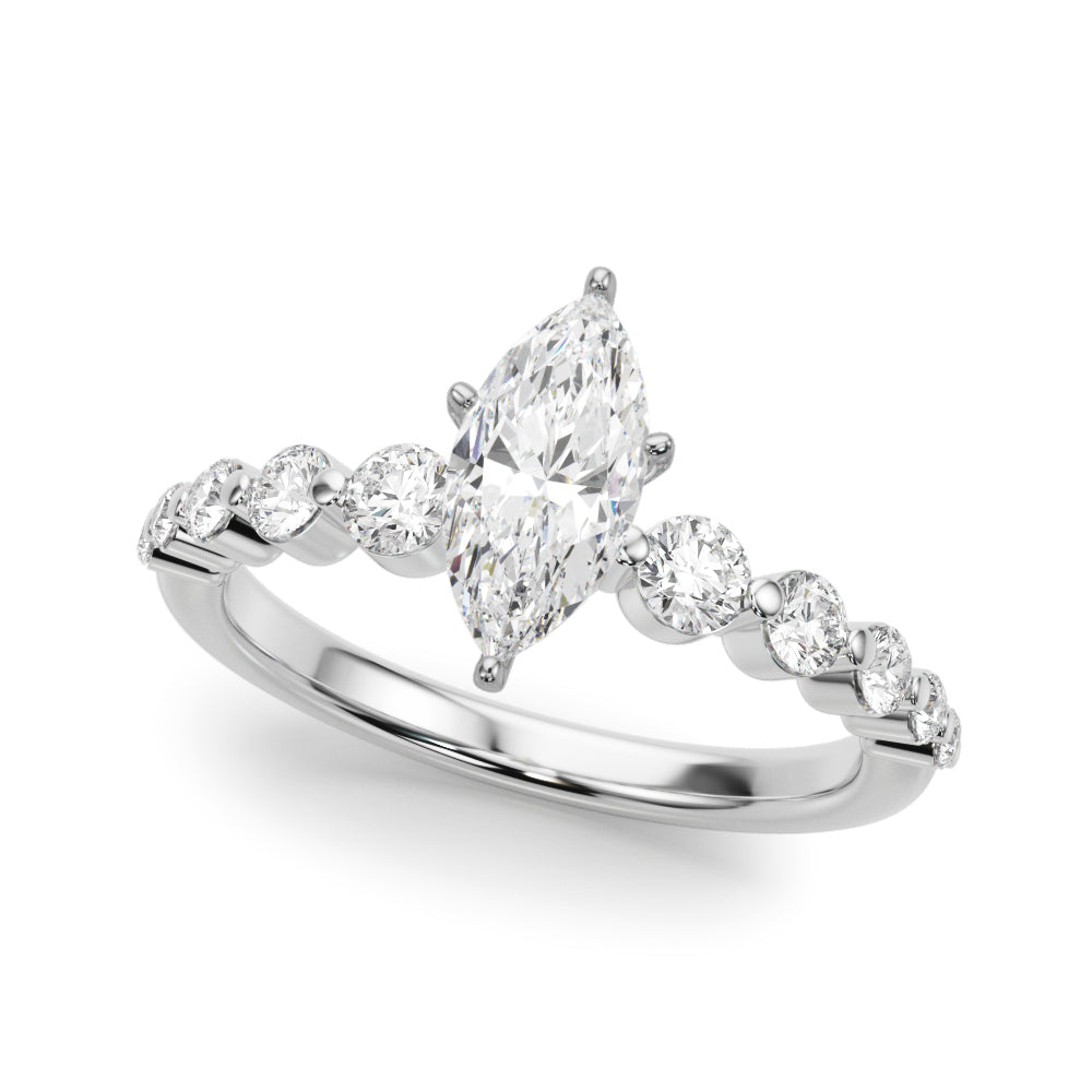 Majestic Single Row Shared Pr Eng Ring Round Diamond Engagement Ring in 10K/14K gold and platinum with certified lab-grown or natural diamonds