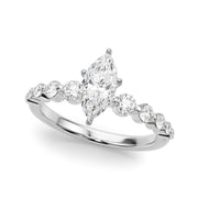 Majestic Single Row Shared Pr Eng Ring Round Diamond Engagement Ring in 10K/14K gold and platinum with certified lab-grown or natural diamonds