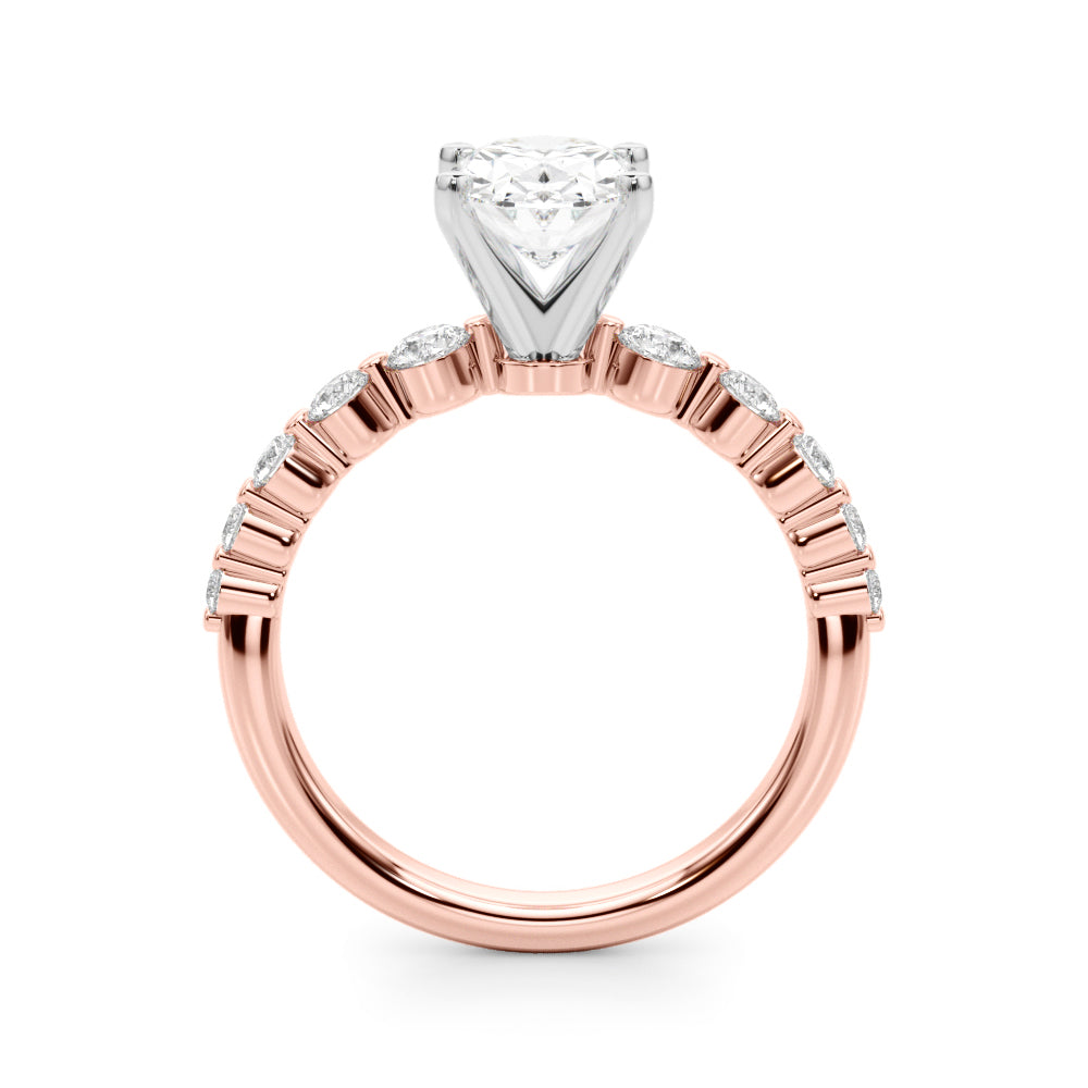 Majestic Single Row Shared Pr Eng Ring Round Diamond Engagement Ring in 10K/14K gold and platinum with certified lab-grown or natural diamonds