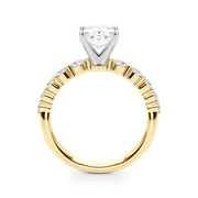 Majestic Single Row Shared Pr Eng Ring Round Diamond Engagement Ring in 10K/14K gold and platinum with certified lab-grown or natural diamonds