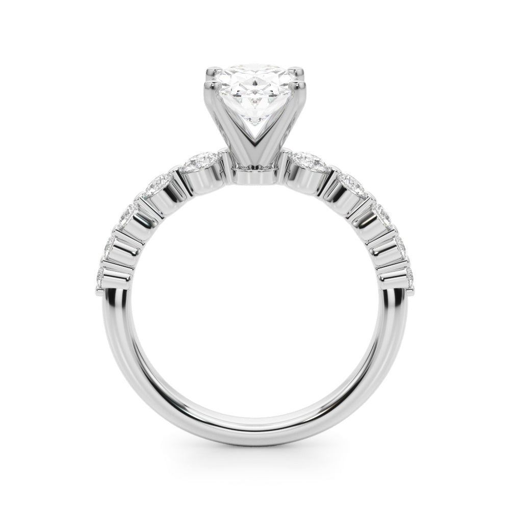 Majestic Single Row Shared Pr Eng Ring Round Diamond Engagement Ring in 10K/14K gold and platinum with certified lab-grown or natural diamonds