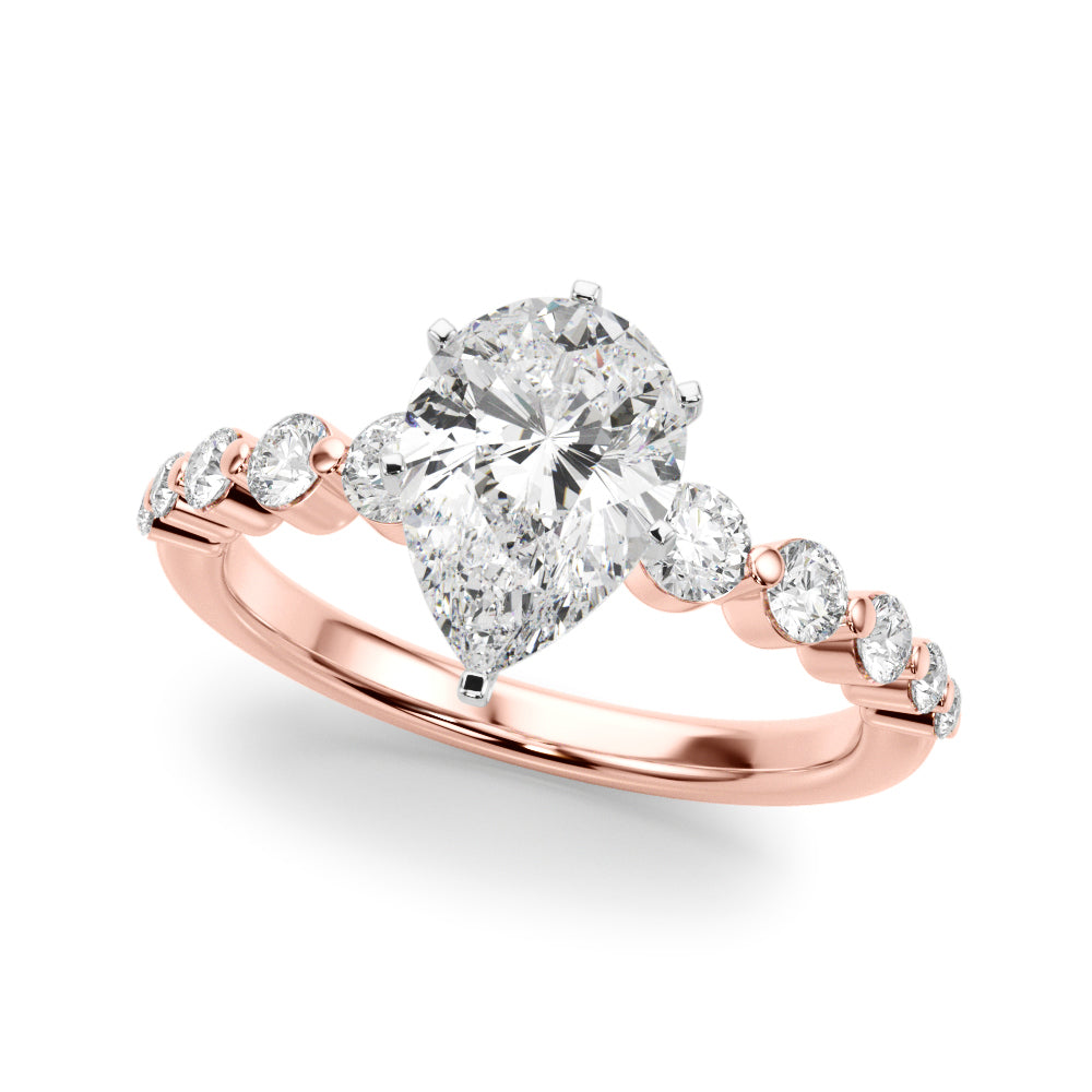 Majestic Single Row Shared Pr Eng Ring Round Diamond Engagement Ring in 10K/14K gold and platinum with certified lab-grown or natural diamonds