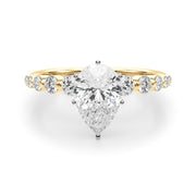Majestic Single Row Shared Pr Eng Ring Round Diamond Engagement Ring in 10K/14K gold and platinum with certified lab-grown or natural diamonds