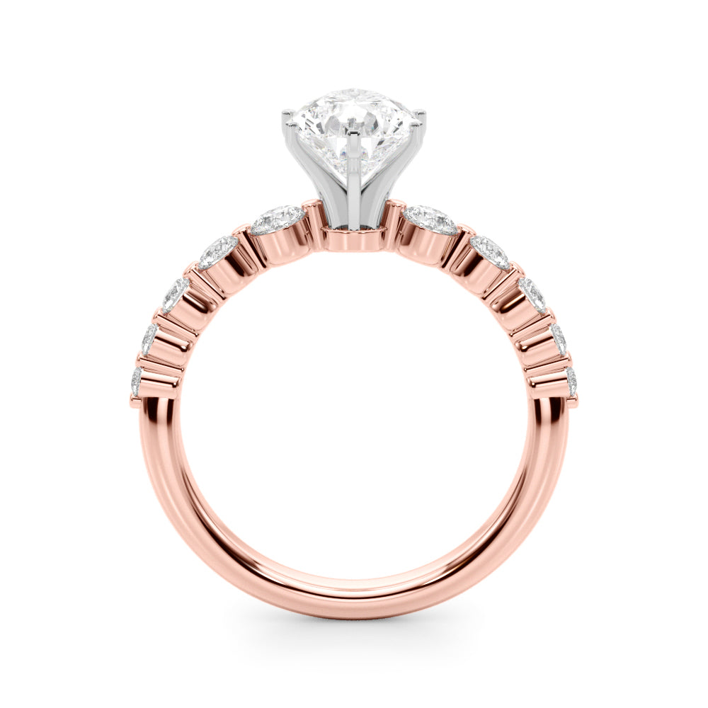 Majestic Single Row Shared Pr Eng Ring Round Diamond Engagement Ring in 10K/14K gold and platinum with certified lab-grown or natural diamonds