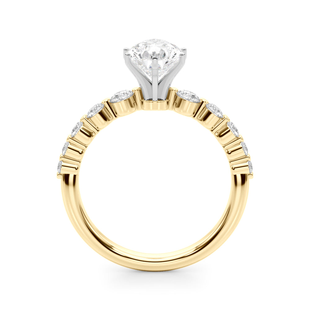 Majestic Single Row Shared Pr Eng Ring Round Diamond Engagement Ring in 10K/14K gold and platinum with certified lab-grown or natural diamonds