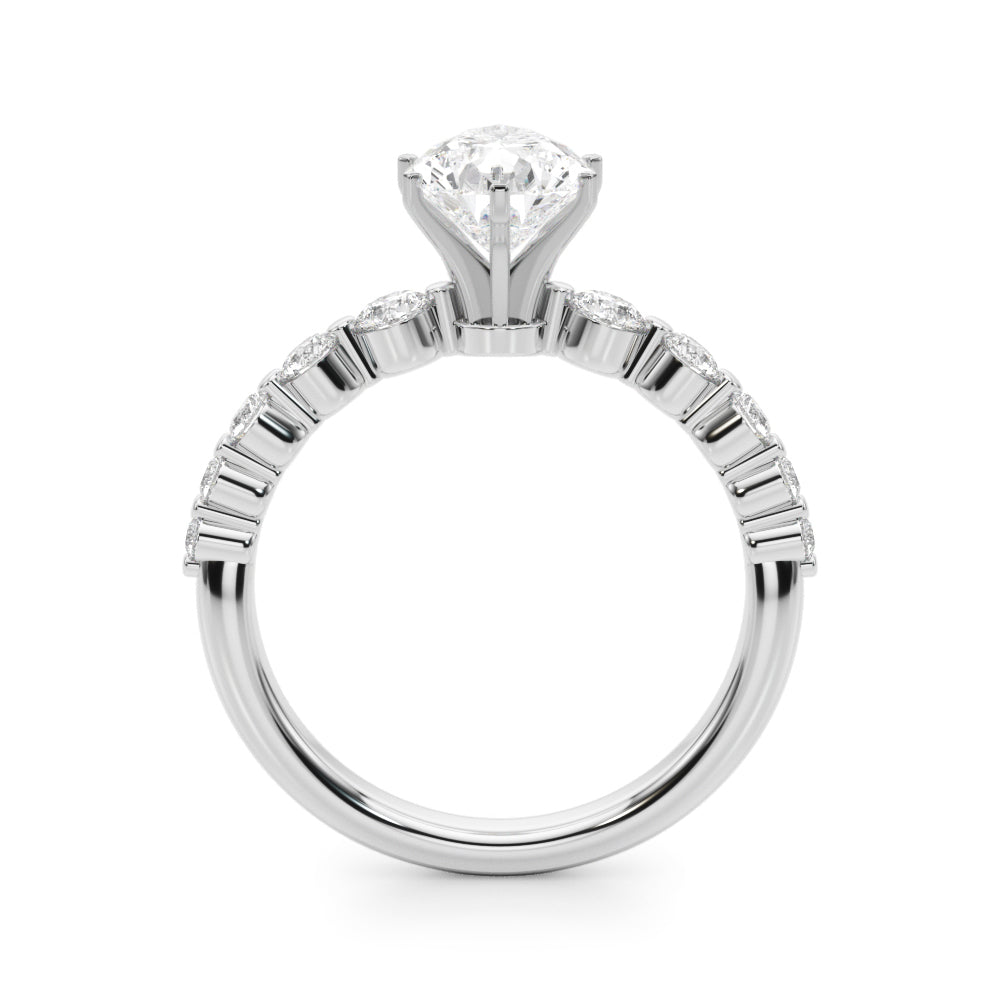 Majestic Single Row Shared Pr Eng Ring Round Diamond Engagement Ring in 10K/14K gold and platinum with certified lab-grown or natural diamonds