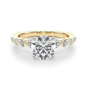 Majestic Single Row Shared Pr Eng Ring Round Diamond Engagement Ring in 10K/14K gold and platinum with certified lab-grown or natural diamonds