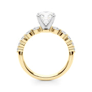 Majestic Single Row Shared Pr Eng Ring Round Diamond Engagement Ring in 10K/14K gold and platinum with certified lab-grown or natural diamonds