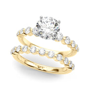 Majestic Single Row Shared Pr Eng Ring Round Diamond Engagement Ring in 10K/14K gold and platinum with certified lab-grown or natural diamonds